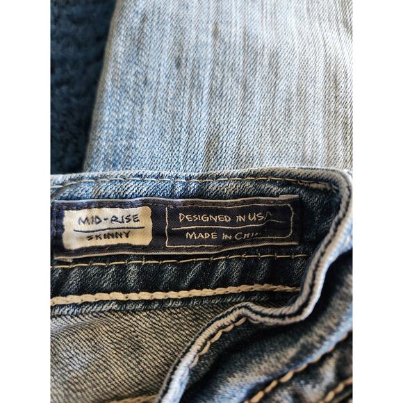 Miss Me Mid Rise Skinny Light Wash Embellished Denim Jeans-28 - Picture 10 of 11